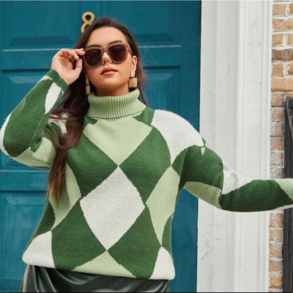 NWOT Argyle Plus Sweater